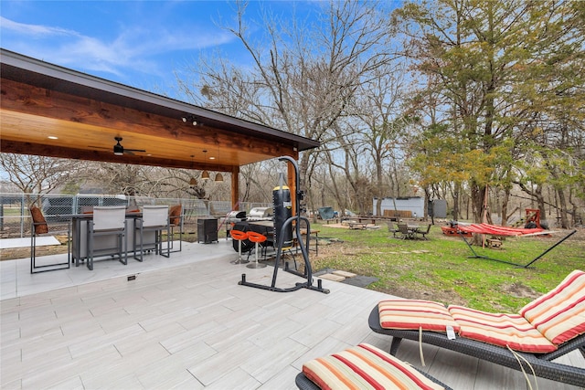 view of patio with ceiling fan