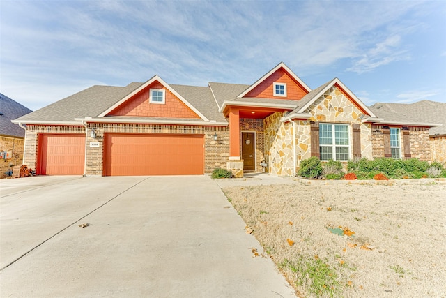 craftsman inspired home with a garage