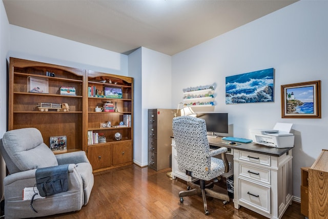 office area featuring dark hardwood / wood-style flooring