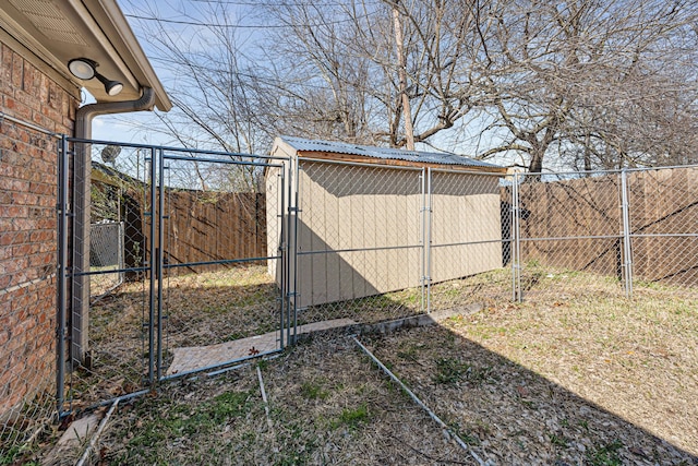 view of yard featuring a shed