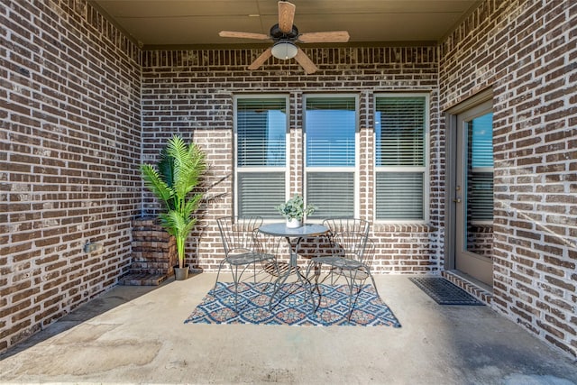 view of patio / terrace with a ceiling fan