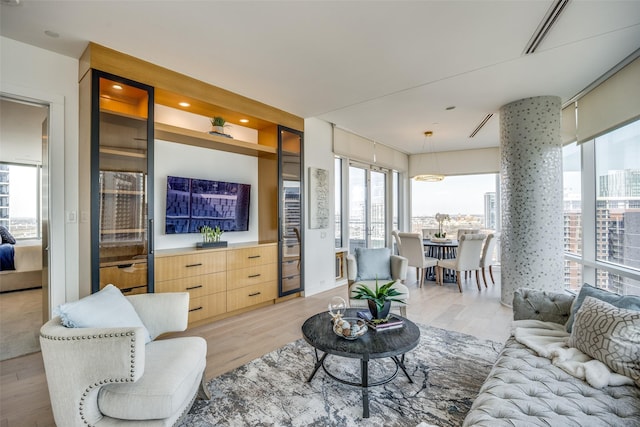 living room featuring light hardwood / wood-style flooring