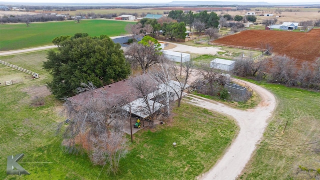 bird's eye view with a rural view