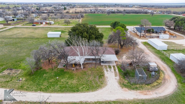 bird's eye view with a rural view