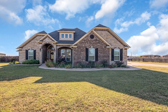 craftsman-style home featuring a front lawn