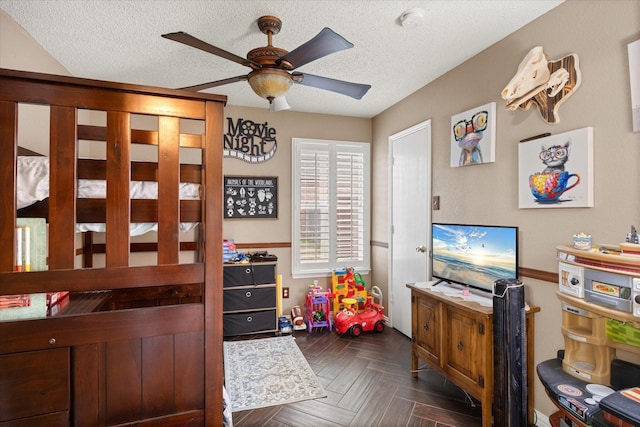 bedroom with a textured ceiling