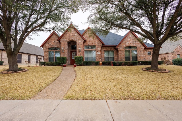 view of front of property with a front lawn