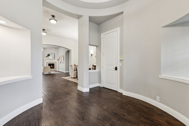 entryway featuring dark wood-type flooring