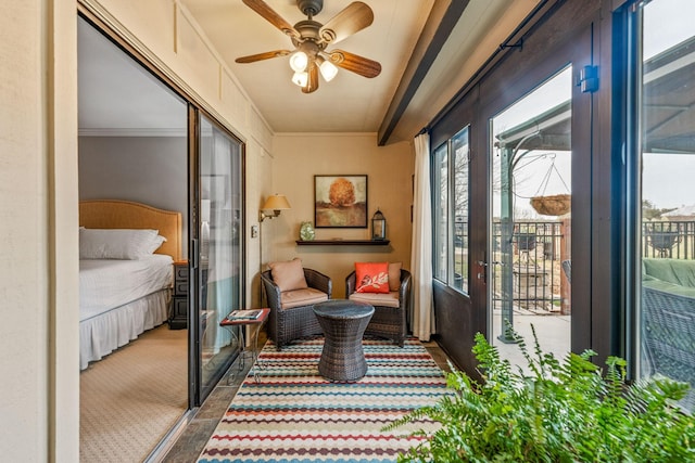 interior space featuring plenty of natural light and ceiling fan