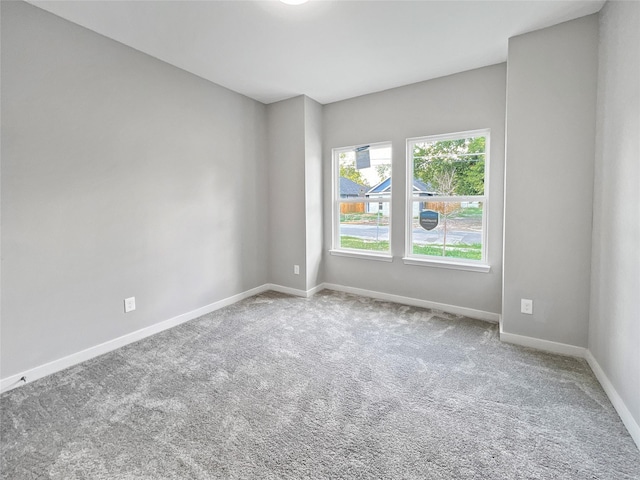 spare room with baseboards and carpet floors