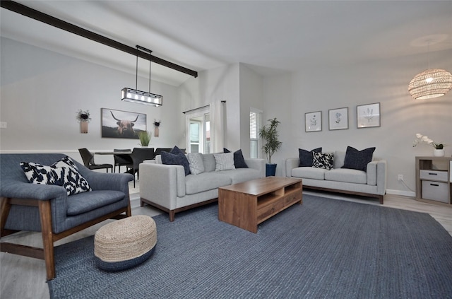 living room with hardwood / wood-style flooring