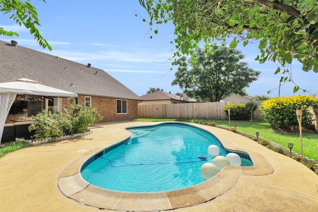view of swimming pool featuring a gazebo and a patio area