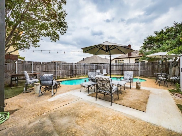 view of swimming pool with a patio area