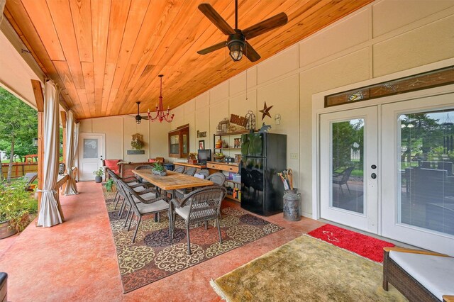 206 Pueblo Dr E, Lake Kiowa, TX 76240 - exterior space with ceiling fan, french doors, and outdoor dining space