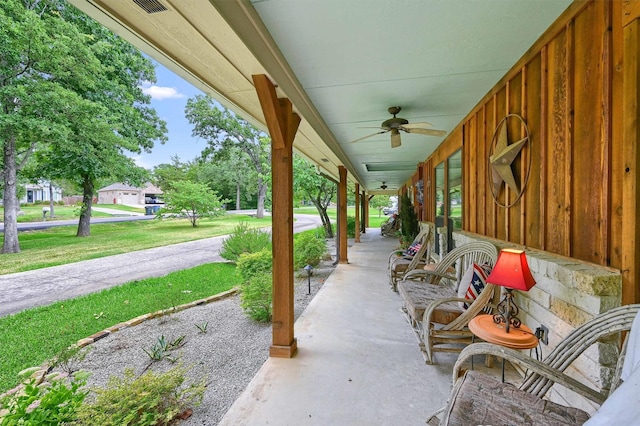 206 Pueblo Dr E, Lake Kiowa, TX 76240 - view of patio with a ceiling fan and covered porch
