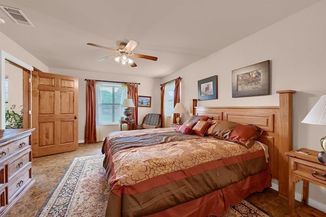 206 Pueblo Dr E, Lake Kiowa, TX 76240 - bedroom featuring baseboards, a ceiling fan, and visible vents
