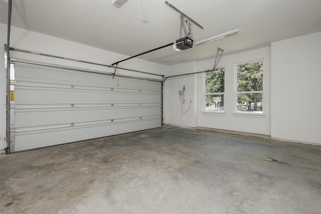 garage with a garage door opener