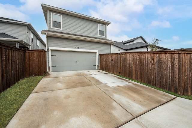 exterior space featuring a garage