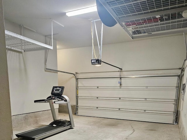 garage with a garage door opener