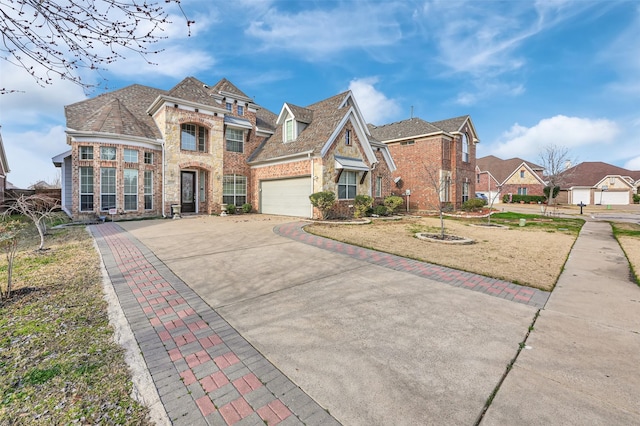 view of front facade featuring a garage and a front lawn