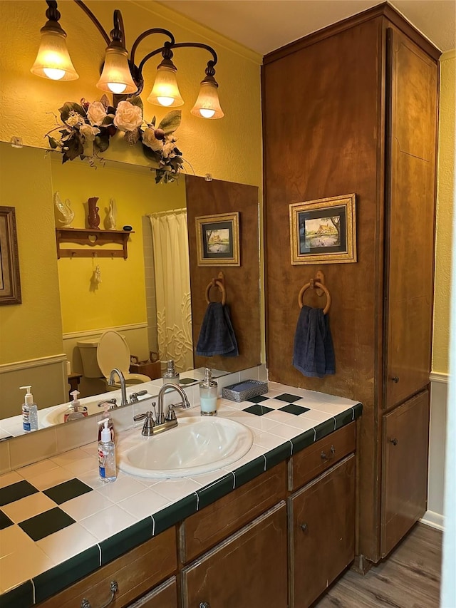 bathroom featuring wood-type flooring and vanity