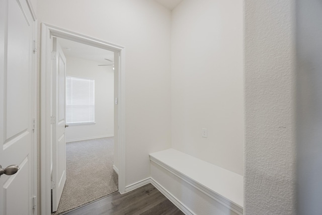 mudroom with dark hardwood / wood-style flooring