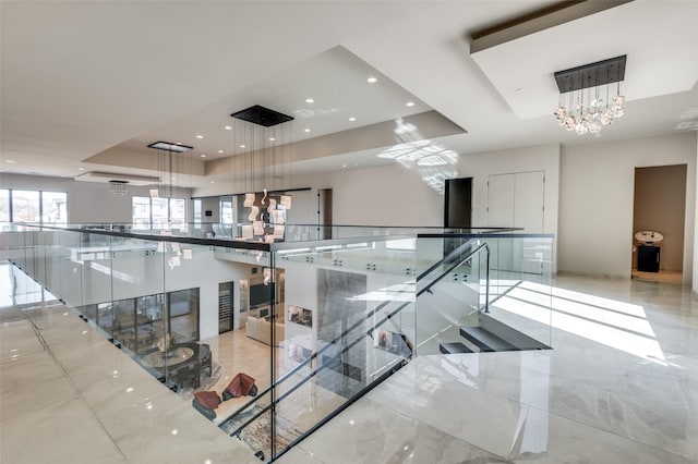 interior space featuring a tray ceiling