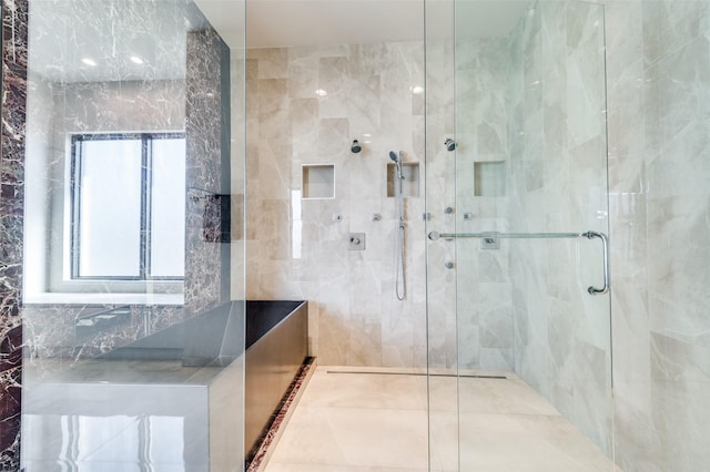 bathroom featuring walk in shower