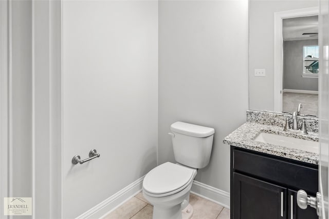 bathroom featuring tile patterned floors, toilet, and vanity