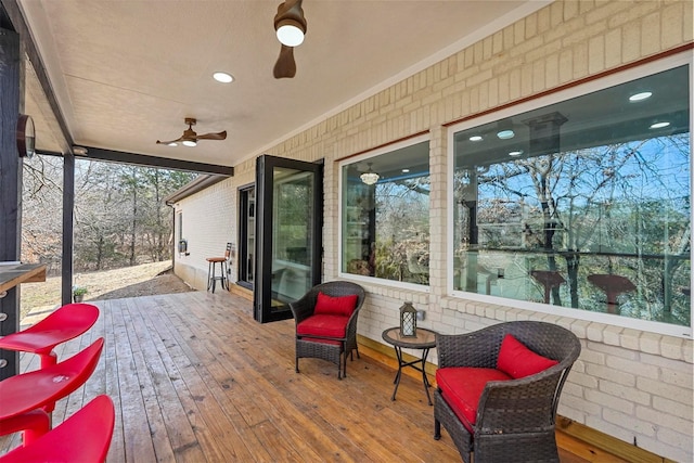 deck featuring ceiling fan