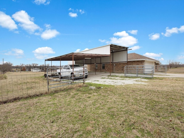 exterior space with an outbuilding