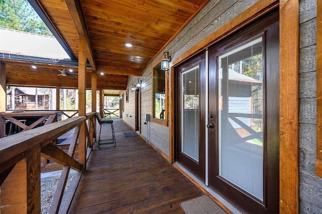 wooden terrace with covered porch