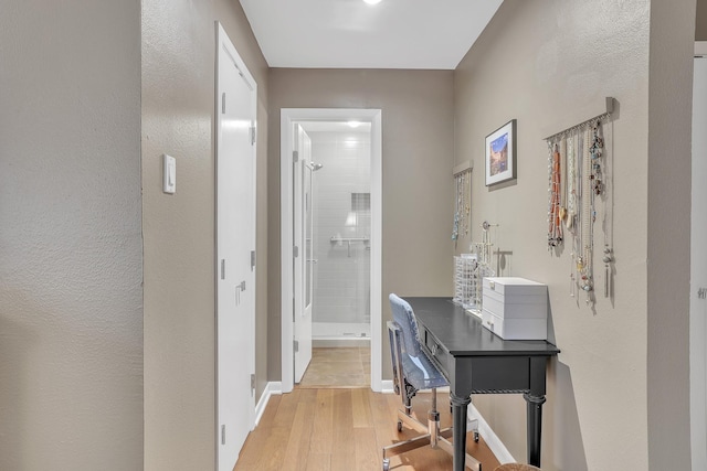 hallway featuring light wood-type flooring