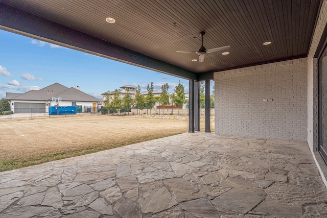 view of patio / terrace featuring ceiling fan