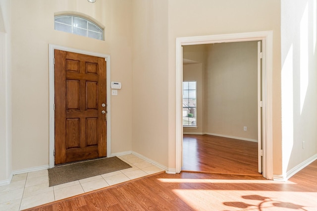 foyer entrance featuring light wood-type flooring