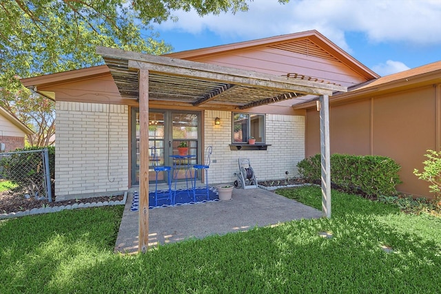 exterior space with a pergola