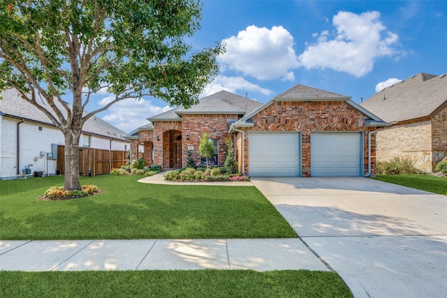 view of front of home with a garage and a front yard