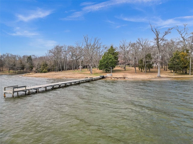 view of dock featuring a water view