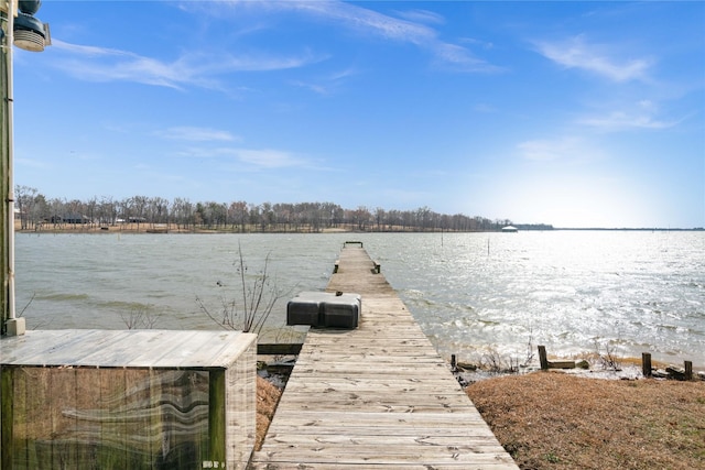 view of dock featuring a water view