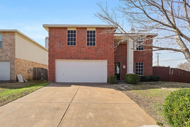 front facade with a garage and a front yard