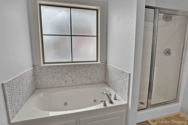 bathroom with plus walk in shower