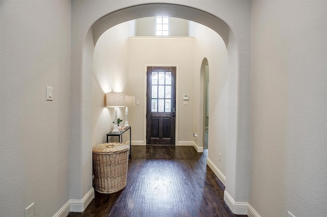 entryway featuring dark wood-type flooring