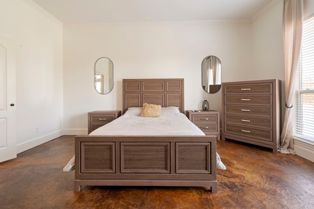 bedroom featuring crown molding