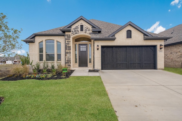 view of front of home with a garage and a front yard