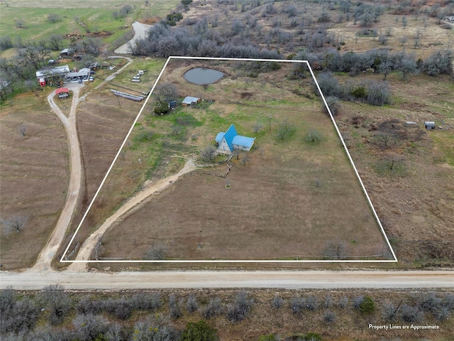 drone / aerial view with a rural view