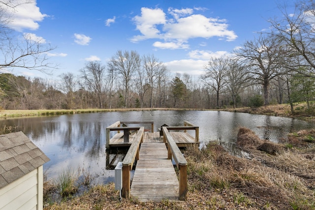 dock area featuring a water view