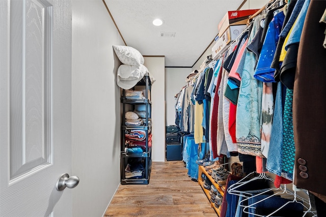 spacious closet featuring light wood-type flooring