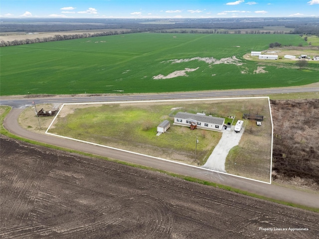 aerial view featuring a rural view