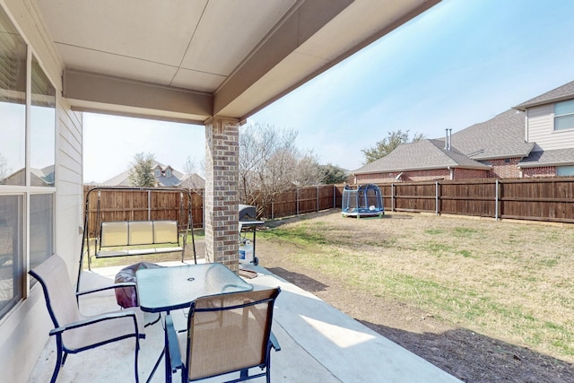 view of patio / terrace with a trampoline