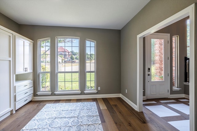 foyer featuring a wealth of natural light and light hardwood / wood-style floors